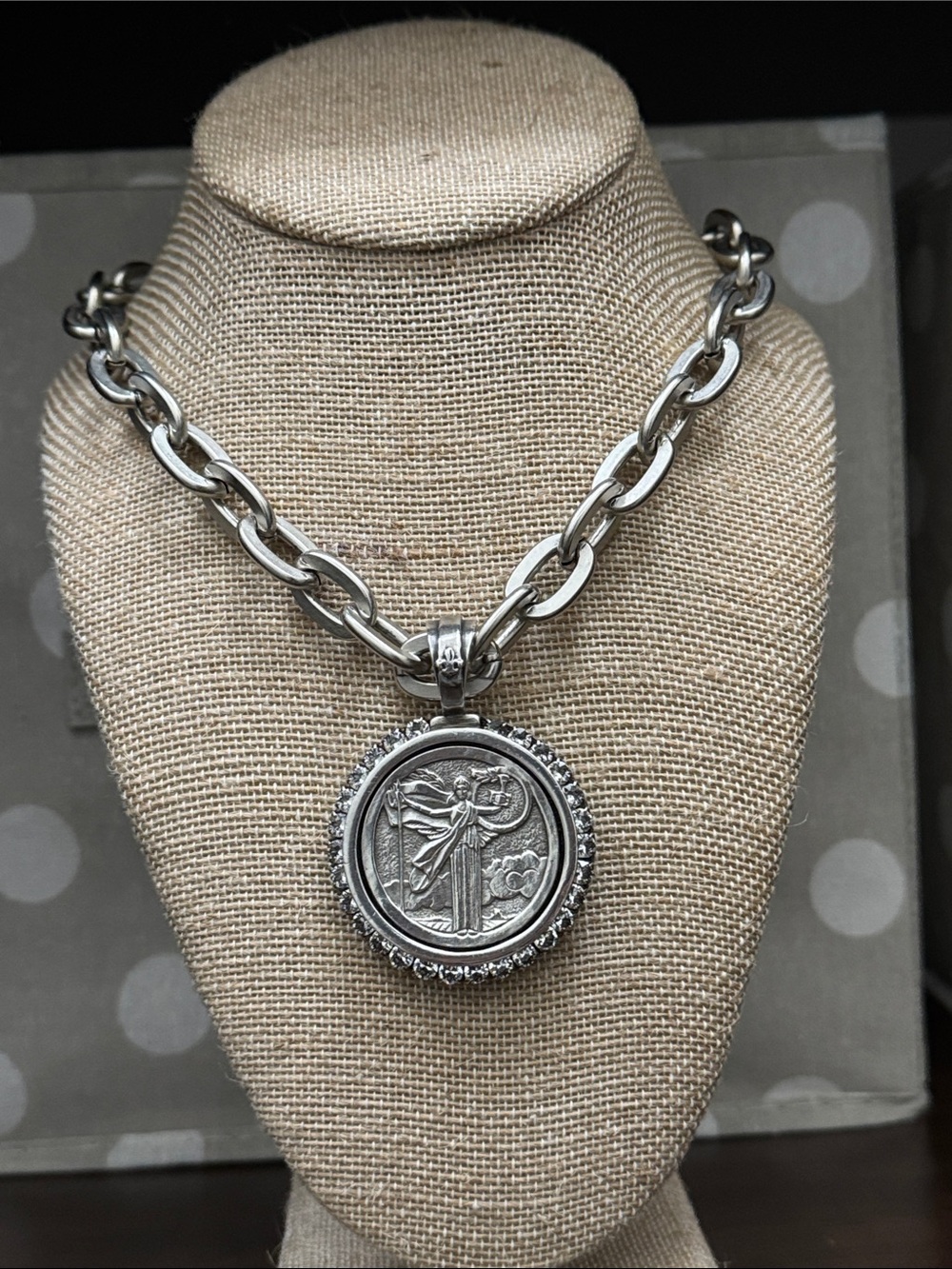 French Kande Sterling-Style Silver Medal Pendant Necklace - Women's Jewelry